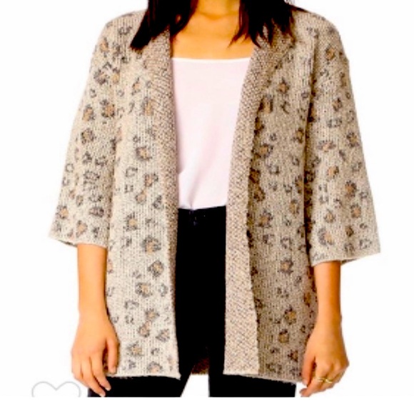 Cashmere Leopard Print Cardigan Sweater 